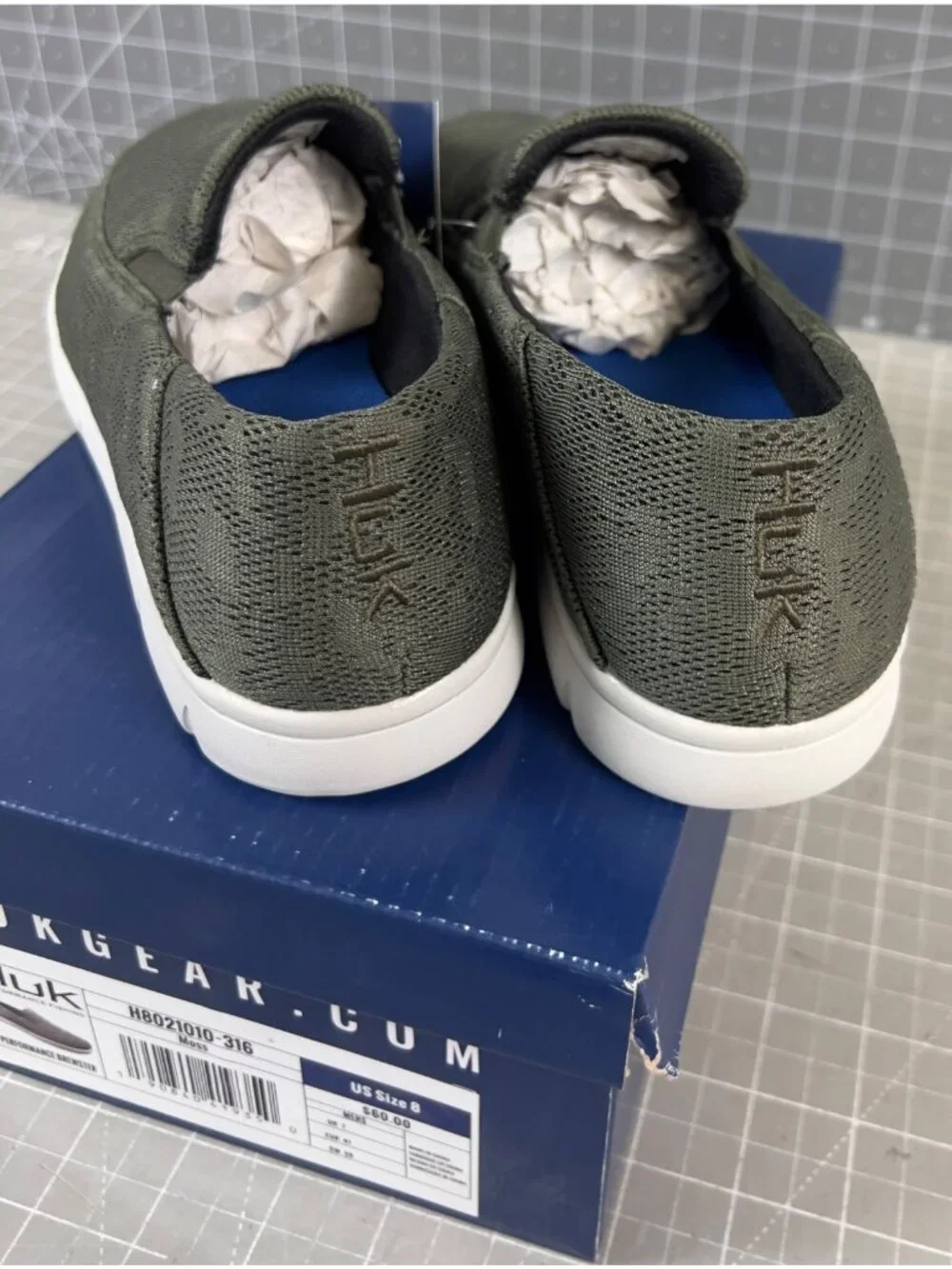 HUK Men's Brewster Slip-On Wet Traction Fishing & Deck Shoes Moss Sz. 8 New~~